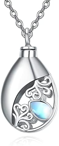 PRAYMOS Urn Necklace for Ashes 925 Sterling Silver Bee/Heart/Paw Print/Waterdrop/Football/Infinity/Celtic Knot/Moonstone Cremation Keepsake Pendant Memorial Jewellery for Women Men Human Pet