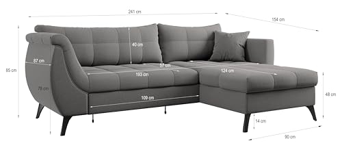 Masseno Ecksofa MOLLIS R-S mit Schlaffunktion L-Form, Sofa mit Bettkasten, Wohnzimmersofa, Couch, Soffa, Bettsofa, Couchgarnitur- Gelb, SORO 40 – Bild 4