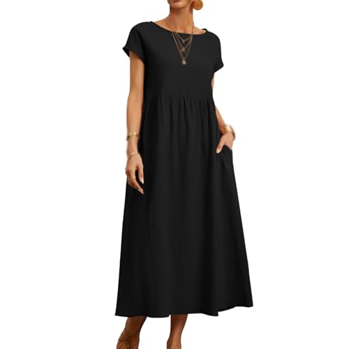 chinese dress ladies Casual Cotton Linen Dresses Long Sleeve Maxi for Women Button Front V Neck Pleated  Dress Swing Flowy Elegant Dresses Beige at Amazon Women's Clothing store