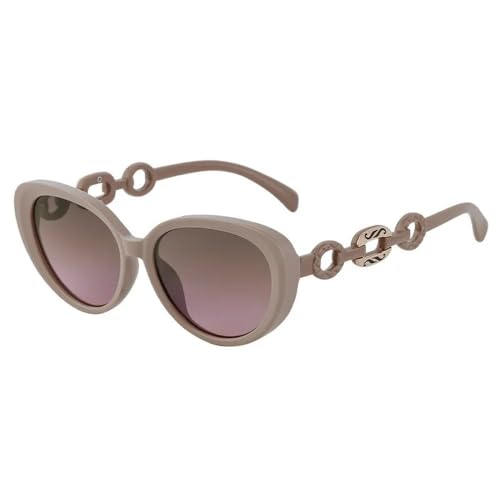 Lunettes de soleil œil de chat de luxe avec monture chaîne ajourée élégante pour femme