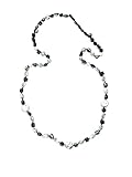 COMPOSITION HARMONIEUSE: Alternance sophistiquée de perles géométriques irisées et de perles organiques blanches, séparées par du cristal noir