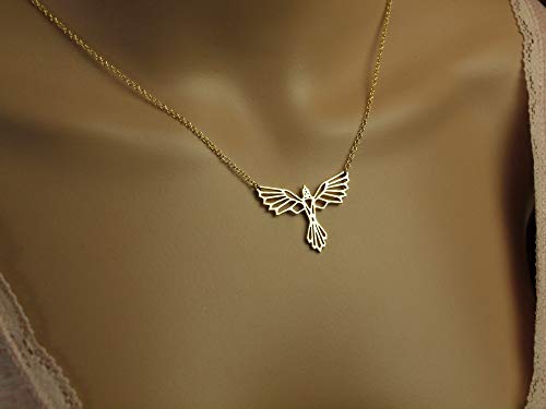 Kette Origami Phönix Vogel Anhänger Muster golden Juvelato