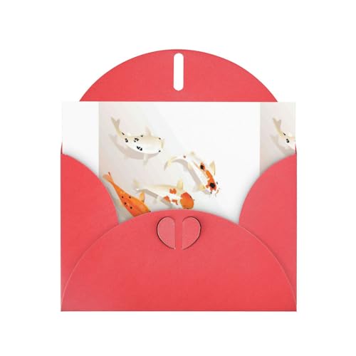 Carpas koi tradicionales con impresión de lunares con hebilla de amor, regalo para tarjetas de cumpleaños con hoja de accesorios, tarjeta de notas, sobre