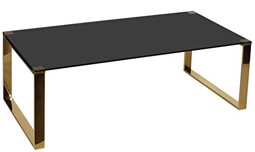 Cortesi Home Remini Coffee Table, Gold Metal and Black Glass by Cortesi Home - Used condition - US$109.48