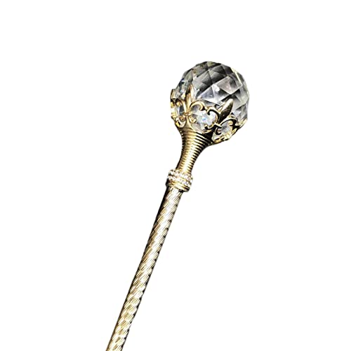 Reine Sceptre Boule de Cristal Magique Princesse Sceptre Accessoire Décoratif Canne pour Costume Cosplay Prom Gadget, Or Cover
