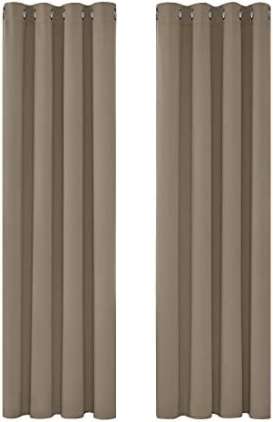 Deconovo Grey Blackout Curtains 46 x 54 Inch Eyelet Super Soft Thermal Insulated Bedroom Curtains Blackout Eyelet Curtains for Living Room Light Grey 2 Panels