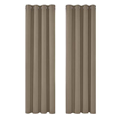 Deconovo Rideaux Occultants Isolant Thermique Anti Froid, Rideaux pour Chambre Gar?on, Design Moderne à Oeillets, 132x160 CM (Largeur x Hauteur), Taupe, 2 Pièces