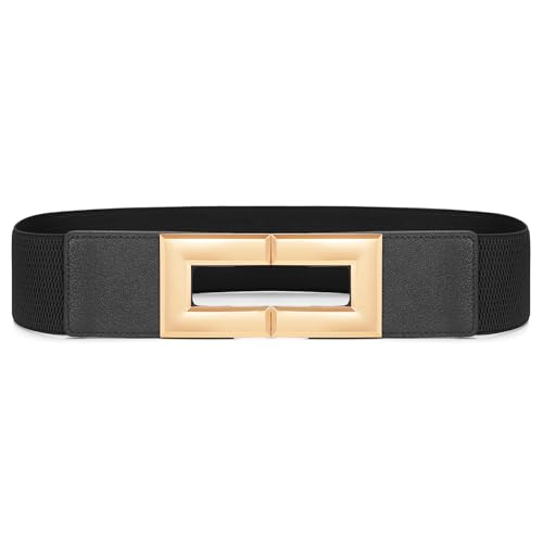 Wide Belts for Women Fashion Elastic Belt for Dresses Vintage Waist Belt Ladies Stretchy Belt Gold Buckle2
