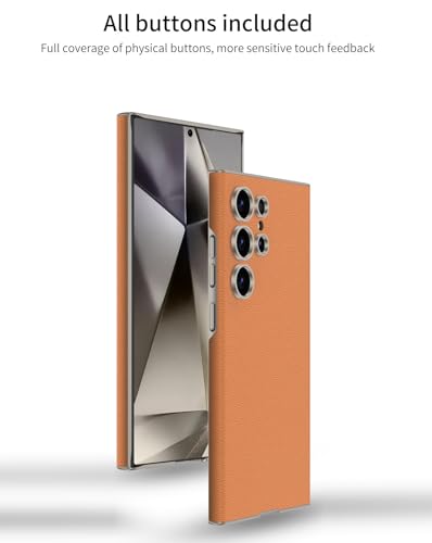 Image of Midkart Leather Case Compatible with Samsung Galaxy S24 Ultra Release 2024 Hard PC Smooth Lightweight Slim Camera Protection Cover, Orange