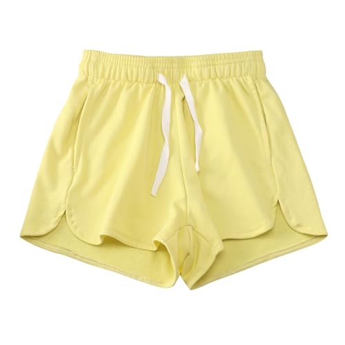 Pantalones cortos de verano para niñas pequeñas, cintura elástica, color sólido, holgados, casuales, para correr, atléticos, de 1 a 9 años, amarillo, 18-24 meses