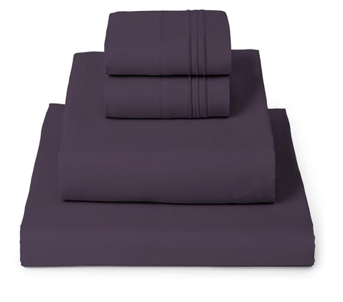 Image of Mellanni King Sheets Set - 4 PC Iconic Collection Bedding | Hotel Luxury, Extra Soft, Cooling Bed Sheets - Wrinkle, Fade, Stain Resistant (King, Purple)