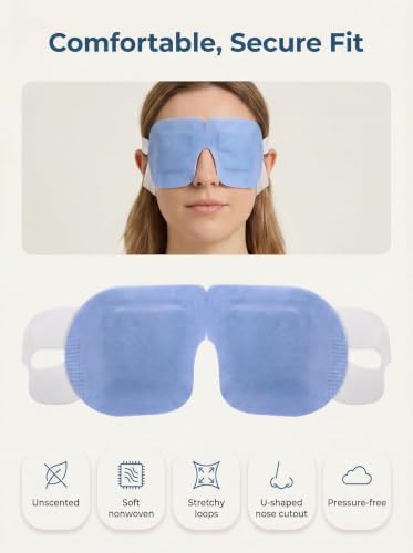 Image of 10 Packs Self Heating Steam Eye Mask: Warm Eye Compress for Dry Eyes, Stye Eye Treatment - Disposable Moist Heated Sleep Mask for Tired Eyes & Headache Relief - Ideal for Travel & Spa Gift(Unscented)