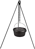 SLEE Tripod Camping Outdoor Cooking Campfire Picnic Pot Cast Iron Fire Grill Oven New