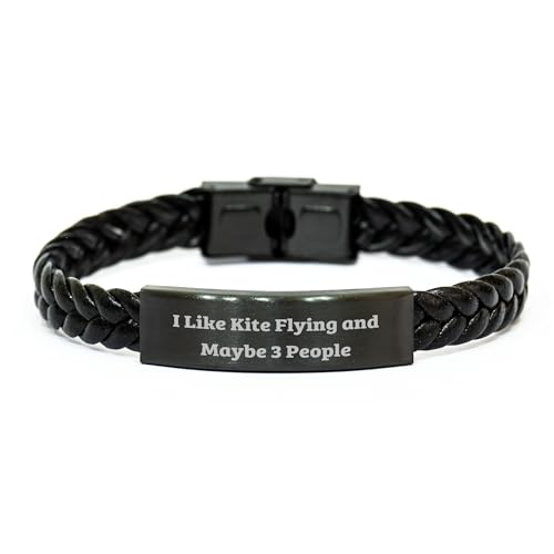 Kite Flying Enthusiast's Interlaced Leather Quote Gift for Graduation, I Like Kite Flying And Maybe 3 People, Unique Kite Flying Accessories, Kite Flying Gifts from Friends to Family