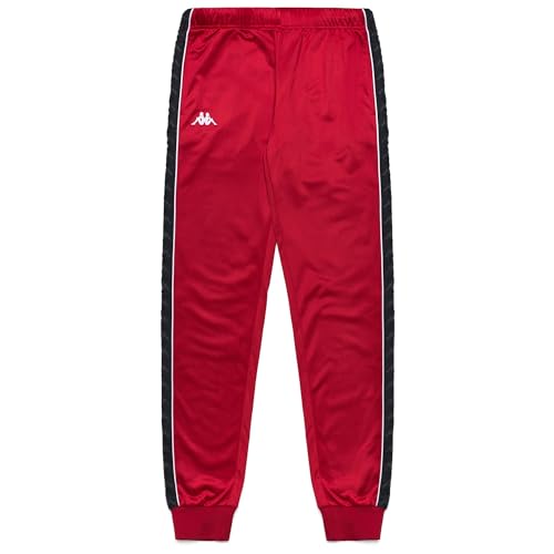 Kappa - Pantalón chándal, mujer, poliéster, streetwear deportivo, modelo: 222 Banda Wrastoria Slim, Red Racing – Black – White, XS