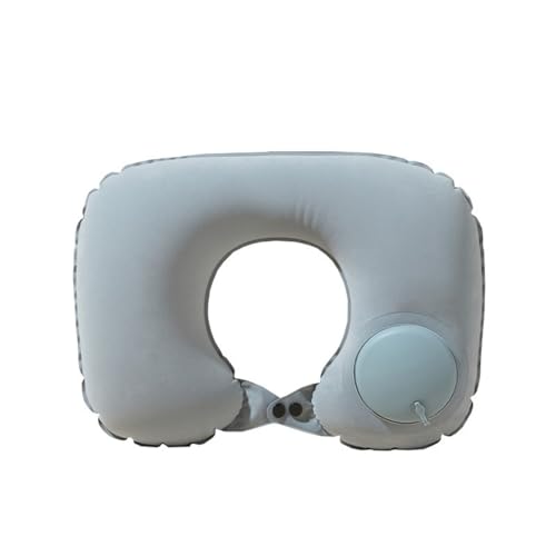 ZALEFAQN Outdoor Inflatable Portable Travel car Neck Pillow Protector Deity Device PVC Fur Material U-Shaped Pillow(Light Gray)