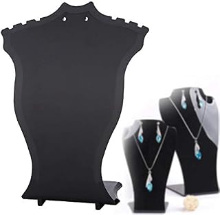 TMISHION Necklace Display Stand Plastic Pendant Chain Jewelry Bust Shop Display Stands Hanger Earrings Holder Rack(Black)