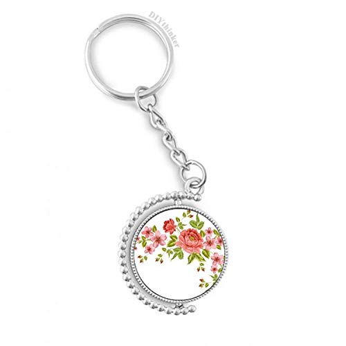 Porte-clés rotatif roses rouges fleurs et plantes 1,2x3,5 pouces multicolore