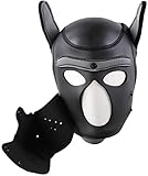 YiQin RWSX Hundemaske, Weiche Latex Petplay Hundemaske mit Ohren Welpenmaske Hunde Masken, Abnehmbarer Mund, Geeignet für Halloween, Urlaubsparty (Large, Gray)