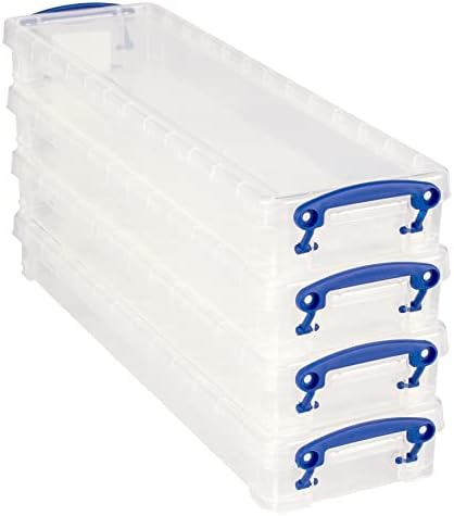 Really Useful Box 0.8 Litre Plastic Storage Box Clear (Pack of 4)