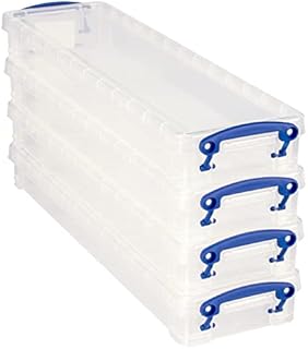 Really Useful Box 0.8 Litre Plastic Storage Box Clear (Pack of 4)