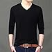Generic Men's V-Neck Knitted Long Sleeve Clothes All-Match Shirt Top Yellow M