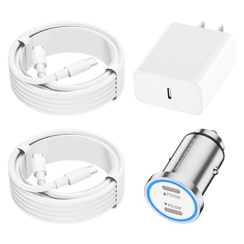 iPhone 15 Fast Car Charger,[MFi Certified] Car Charger for iPhone 15,60W Dual USB C Fast Car Charger Adapter+20W PD USB-C Wall Charger Block+2Pack USB C Cord for iPhone 15/15 Pro/15 Pro Max,iPad Pro