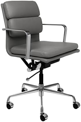 Laura Davidson Furniture SOHO II Padded Management Chair for Office with Arm Rest, Cushion Availability, Made of Faux Leather, Dark Grey