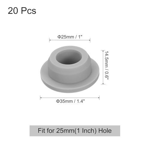 Image of uxcell 20 Pcs Hole Plugs, Heat Resistant Silicone Flush Type Fastener Hole Cover Plug for 25mm(1 Inch) Hole, Round Snap Locking Tubing Plug Hole for Furniture Cabinet, Grey