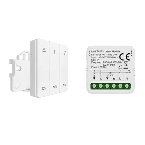 Muuookka Módulo de Interruptor de Cortina WiFi con Control Remoto, Motor de Persiana Enrollable, Control Inteligente por Voz, Mini Módulo de Cortina WiFi.
