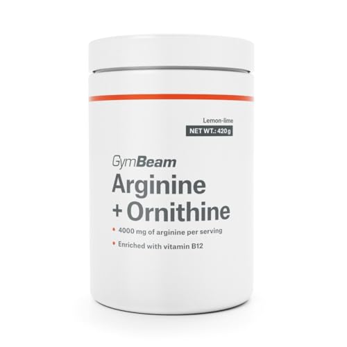 GymBeam L-Arginina + Ornitina, Integratore Funzionale con Vitamina B12, Benefici per Flusso Sanguigno Muscolare, Riduzione della Fatica, per la Salute della Psiche (420 g, Lemon-Lime)