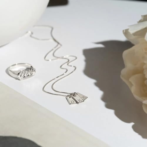 OAK & LUNA - Personalized Willow Tag Initial Necklace with Diamond Option - Dainty Gift for Her, Woman - Custom Jewelry for Christmas, Mother's Day4