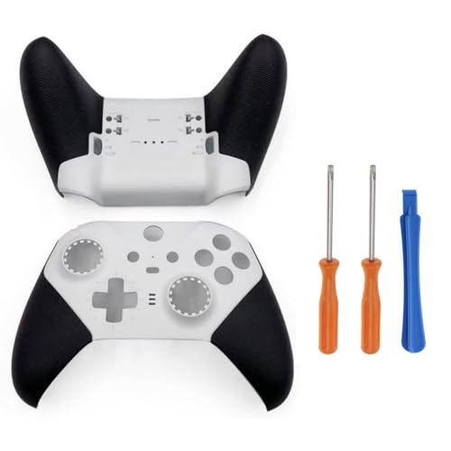 Hzxkqmil - Hzxkqmil Ersatz-Gehäuse für Xbox Elite Wireless Controller Serie 2 - Core Edition, Frontplatte und Bodenplatte Schale Hüllen Abdeckung Zubehör, Weiß, mit Schraubendreher Werkzeug