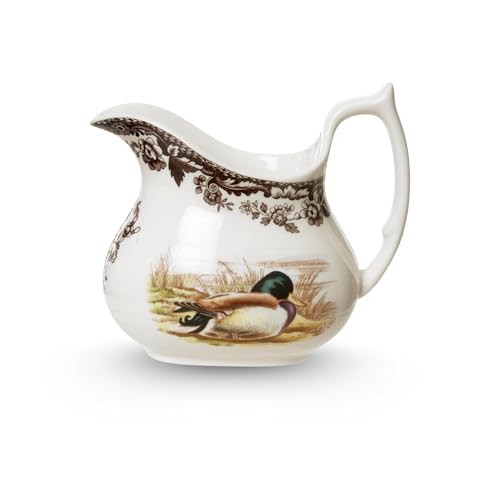 Spode Woodland Wildlife Mallard 8 oz Porcelain Creamer - Rustic Holiday Serveware, Wildlife-Inspired Duck Design, Dishwasher & Microwave Safe Table Accessory - Fine Porcelain Made in England