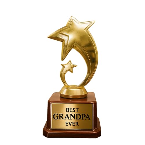 TheYaYaCafe® Best Grandpa Ever Engraved Star Trophy Award – Golden Alloy Finish | Gift for Grandfather & Dad-picture-17