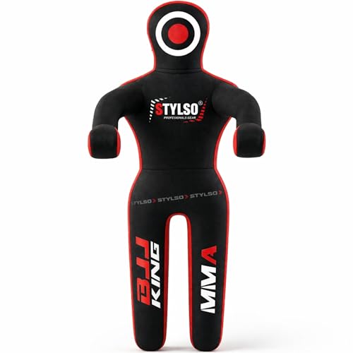 Unfilled Grappling Dummy – Adult Life Size Wrestling & BJJ Training Dummy, MMA Jiu Jitsu Judo Takedown & Throwing Practice, Heavy-Duty Triple-Stitched Canvas Submission Dummy (Black, 5ft / 60")