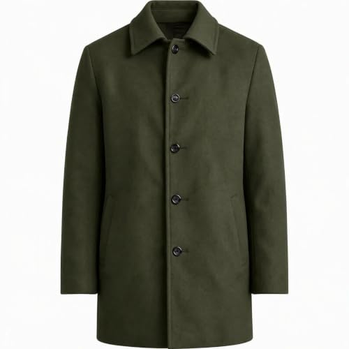 Mens Trench Coat Long Single Breasted Pea Coat Winter Lapel Collar Overcoat - image 4