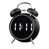 Generico - Reloj Despertador con luz y silenciosa y Doble Campana Decorativa, 16 x 11 cm, diseño Retro de Doble Campana, para Adultos, niños, Estudiantes y