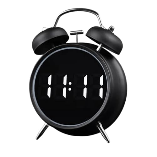 Sveglia digitale – analogica extra forte, decorazione retrò a doppia campana, sveglia silenziosa da 16,3 x 10,9 cm, per bambini, ragazzi, studenti, adolescenti, dormienti pesanti, camera da