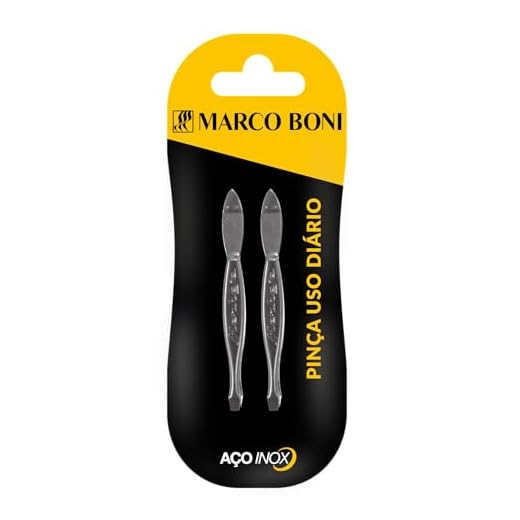Kit com 2 Pinças para Sobrancelhas, Ponta Reta, Aço Inox, Marco Boni, 2 Unidades