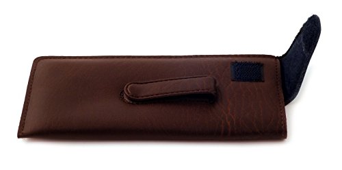 Calabria Durango Faux Leather Eye Glasses Case Soft | Eyeglass Case With Clip | Felt Lining | Flap Closure | Brown (2 Pack) #TOP1
