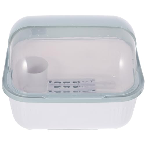 DOITOOL Escurreplatos Pequeño Transparente Tapa Abatible Caja Organizadora para Vajilla y Utensilios Resistente y Ligera Color Azul Tranquilo Adecuado para Cocina y Fregadero 3-4
