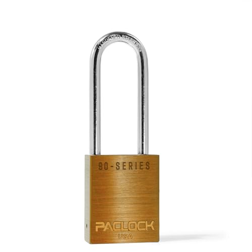 Image of PACLOCK's SR-90A Padlock, 2-1 /2 inch Tall Hard. Stainless Steel Shackle, High Performance 6-Pin Cylinder, Keyed Differently w / 2 Keys, Orange