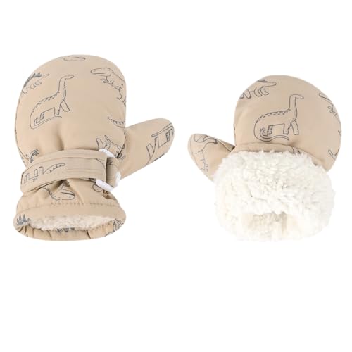 Weradau Fleece Lined Mittens for Baby Boys Girls,Baby Toddler Little Kids Winter Gloves Mittens (6-24 months Khaki)