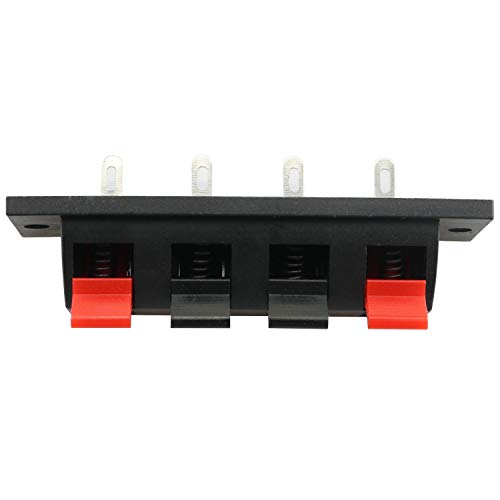 RLECS 5pcs 4 Pin Speaker Terminal Block Stereo Speaker Strip Shape Push Release Connector Plate 4 Position 4 Way Amplifier Spring Jointing Clamp Test Clip - Thumbnail 3