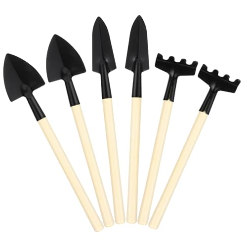 TOYANDONA 2sets Mini Attrezzi Giardinaggio Pala Mano Forca da Trapianto e Rastrello Attrezzi Manuali per Piantare Fiori Scavare Terreno Diserbare Manico in Legno Liscio per Ragazzo Ragazza