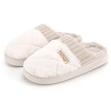 Chinelos de Pelúcia Quentes para Mulheres com Solado Antiderrapante - Super Confortáveis e Duráveis, Presente Aconchegante para Mulheres, Mãe e Namorada, Bege, 38/39