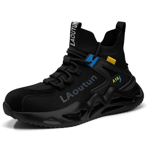 Image of LAoutun Steel Toe Shoes for Men, Lightweight Comfortable Safety Shoes with Puncture Resistant, Indestructible Work Shoes for Construction and Warehouse