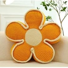 座布団 おしゃれ 花型クッション チェアパッド 可愛い 丸い 厚め 抱き枕 柔らかい 四季通用 両面使用可能 オフィス 在宅勤務フラワーデザイン 装飾枕 (オレンジ)