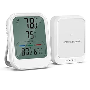 Newest AMIR Digital Wireless Indoor Outdoor Thermometer with Sensor, Humidity Meter Room Thermometer Indoor, Min/Max Records, 3 inch LCD Monitor Indoor Thermometer for Home Garage Office